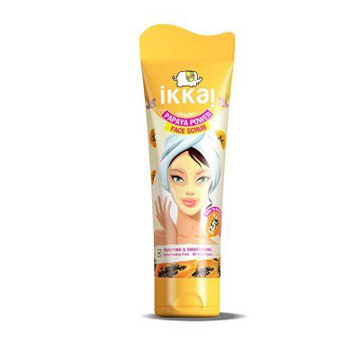 IKKAI Organic Papaya Power Face Scrub | Papaya Enzymes & Seeds | Vitamin E | Chemical Free | All Skin Types | 100g