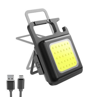 IKKEMO COB Bright Mini Keychain Light Small Led Flashlight USB Rechargeable