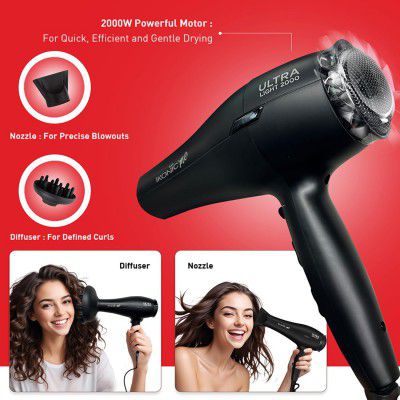 Ikonic Ultralight Professional Hair Dryer 2000 Watts | 1 yr Warranty Black