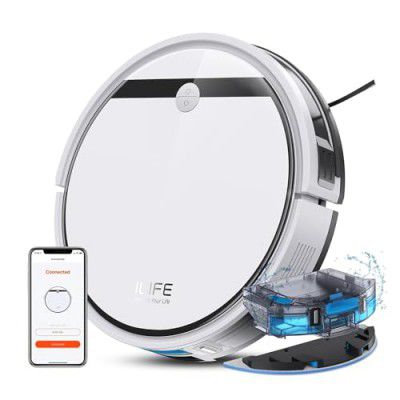 ILIFE V3x Hybrid Dry & Wet Robotic Vacuum Cleaner, Smart App, Strong Suction @3000Pa, Best Suited for 2&3 Bhks, WiFi Connectivity/Google Assistant/Alexa (V3x)