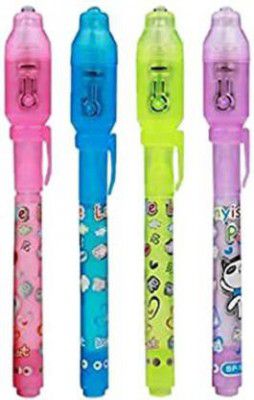 ILT - (4PCS) Birthday Popper Invisible Ink Magic Pen with UV-Light, Digital Pen (Pack of 4, White)