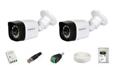 IMPACT BY HONEYWELL 2 MP CCTV Camera Kit Without DVR I 2 Bullet AHD Cameras I 1 Hard Disk & Accessories I I-MKIT4CH-5 I Made in India I White