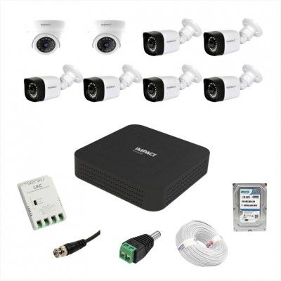 Impact by Honeywell 2MP 6 Bullet + 2 Dome CCTV +8 Channel DVR +1TB HDD+90 mtrs cable Cctv Camera Set Security Camera (1 TB, 8 Channel)