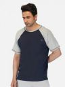 IMPERATIVE Men Navy Blue & Grey Contrast Raglan Sleeves T-shirt...