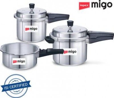 IMPEX Migo Induction Base Pressure Cooker Combo 2 L, 3 L, 5 L Pressure Cooker