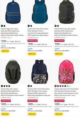 Upto 85% OFF - Impulse Backpack | Starts At ₹299