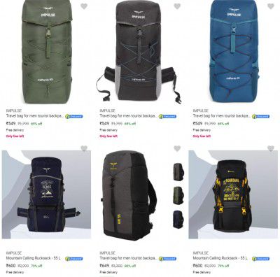 Flipkart : Up to 84% OFF - Impulse Rucksacks | Starts At Rs.624