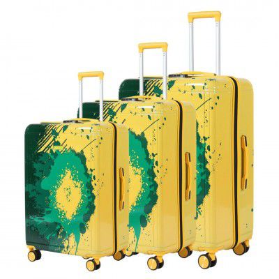Impulse Tangerine Polycarbonate (PC) Set of 3 (Cabin + Medium + Large) Trolley Bag with 8 Wheels 360 Degree Wheeling System (Yellow)
