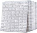 IMUU White PE Foam Brick Waterproof Wall Stickers DIY Wall Decor Wallpaper 3D Brick Design Wall Panels Peel, Stick Wallpaper Anti Fouling Wall Tiles for Bedroom, Living Room (77 x70 cm) (10)...