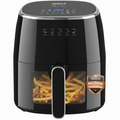 INALSA Air Fryer for Home|5.5 liter Capacity|Visible Window(Tasty fry DW5.5) Black