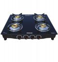 Inalsa Dazzle Open Glass Top 4 Burner Gas Stove, Manual Ignition, Black...