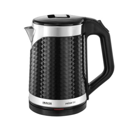 INALSA Double Wall Kettle Prism BK|1.8 Ltr| 1500W | Boil Dry Protection & Auto-Shut Off