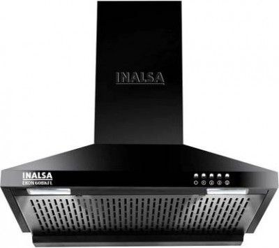 Inalsa EKON 60BK 1050 m³/hr | Efficient Dual LED Lamps & Double Baffle Filter Wall Mounted Black 1050 CMH Chimney