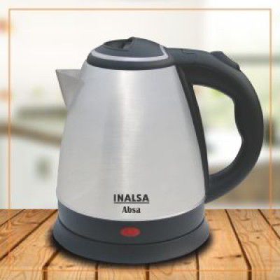 Inalsa Electric Kettle Aroma-Kwik 1350W with 1.5 Litre Capacity (Black/Silver)