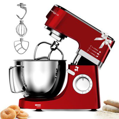 INALSA Stand Mixer 1300W With Digital Preset| Pure Copper Motor| 5.3L SS Bowl (Esperto Lx - Red)