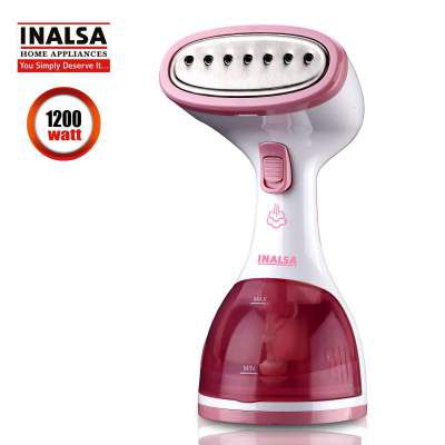 Inalsa Steamax 1200-Watt Garment Steamer with Detachable Fabric & Steam Brush & 260ml Capacity | Vertical & Horizontal Ironing, (White/Pink)