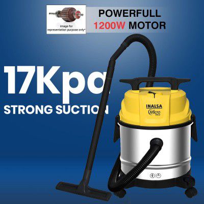 INALSA Wet and Dry Vacuum Cleaner for Home, 12 LTR Capacity,1200 W | (Micro WD12)