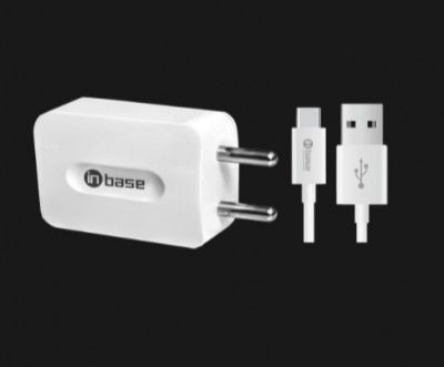 Inbase Type A 2-Port Fast Charger (Type A to Type C Cable, Multiple Protection, White)