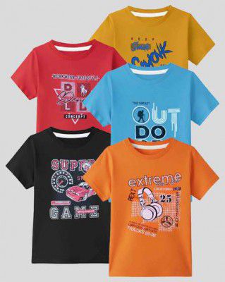 INBY Boys & Girls Graphic Print Pure Cotton T Shirt (Multicolor, Pack of 1)