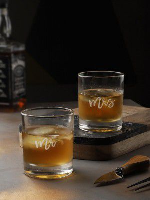 INCRIZMA Transparent Mr. and Mrs. Engraved Whiskey Glasses