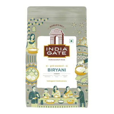 India Gate Biryani Pure Basmati Rice 1Kg | Perfectly Aged | Extrta Long Grain | Best for Dum Cooking