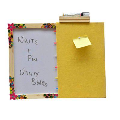India Meets India Hobby Board White Board Pin Board with Marker, Duster Education Material (Yellow)
