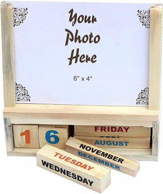 India Meets India Wooden Desk Calendar with Photo Frame by Skilled artisans of Uttar Pradesh (2)