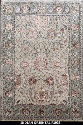 India Oriental Rugs Hand Knotted Classical Premium Designer Carpets ( Light Green, 4 X 6 )