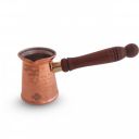 Indian Art Villa Pure Copper with Tin Lining Inside Turkish Kettle Mug with Wooden Handle & Hammered Design, Coffee Tea Mug Pourer, Volume - 200 ML...