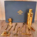 Indian Art Villa Stainless Steel Black Gold Shine Finish 8 Pcs Bar Set...