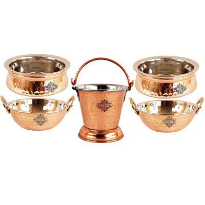 INDIAN ART VILLA Stainless Steel Dinnerware Set Pack of 5 Multicolor