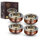 INDIAN ART VILLA Steel Copper Serving Antique Dark Tone Handi Bowl, Serveware & Tableware, Home Restaurant, Volume-300 ML, Pack of 4...