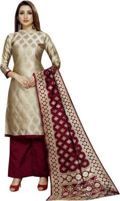 INDIAN CULTURE Brocade Self Design, Solid Kurta & Palazzo Material (Unstitched)