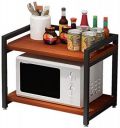 INDIAN DECOR. 36700 Durable 2 Tier Wooden Kitchen Storage Rack Cabinet Shelves for Organize Cooking Utensils and Microwave...