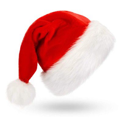 Indian Karigar Santa Cap Plush Fur Christmas Cap Unisex Santa Hat for Adult & Kids Comfortable Soft Free Size