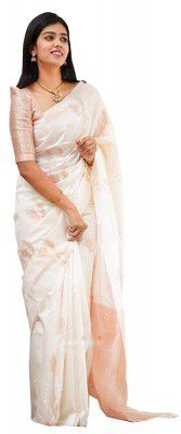 Indian Silk Palace Women's kanchi Pattu Kanchipuram Banarasi Lichi Kanjivaram Silk Saree With Plain Unstitched Blouse