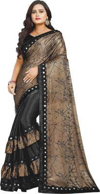 Indian Youth Women's Banarasi Lycra Saree With Un-stitched Blouse