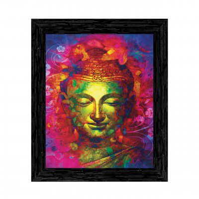 Indianara Gautam Buddha Framed wall Painting with Table Top 2807TTBK (8 ix 6 inch) -WITH FRAME & GLASS