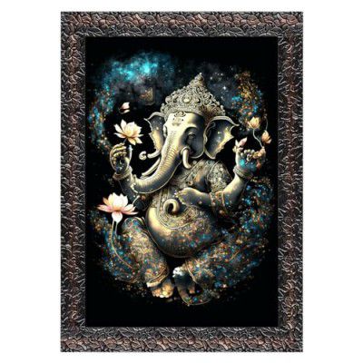 Indianara Lord Ganesha Painting With Frame 13 Inches X 10 Inches