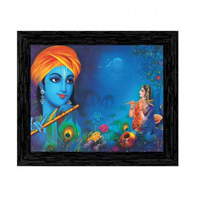 Indianara Radha Krishna Framed wall Painting with Table Top 2181TTBK (8 ix 6 inch) -WITH FRAME & GLASS