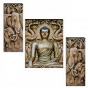 Indianara Set of 3 Gautam Buddha in Meditation MDF Art Painting (3493 FLa) without glass 4.5 X 12, 9 X 12, 4.5 X 12 INCH...