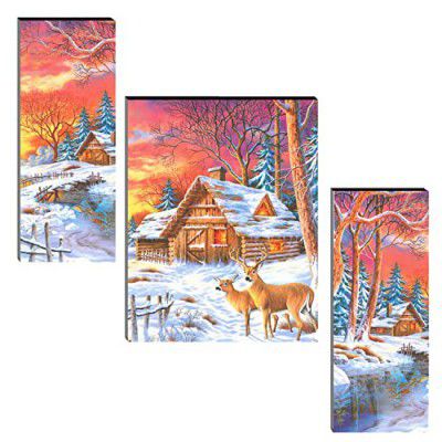 Indianara Set of 3 Nature MDF Art Painting (3268FL) without glass 4.5 X 12, 9 X 12, 4.5 X 12 INCH