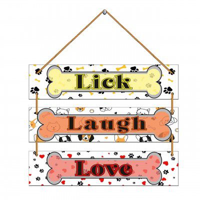 Indianara Set of 3 Pet Lovers Quotes MDF Wall Hanging Decorative Wall Art for Living room | Bedroom | Home Décor | Office | Gift (4593WH)