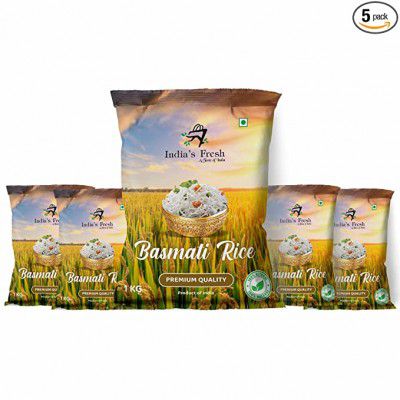 Indias Fresh Special Basmati Rice, Extra long grain basmati rice - 5 Kg ( Pack of 1 Kg * 5 )