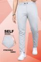 INDICLUB  Men Slim Fit Silver Linen Blend Trousers...