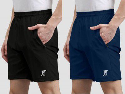 INDICLUB Pack of 2 Solid Men Casual Shorts