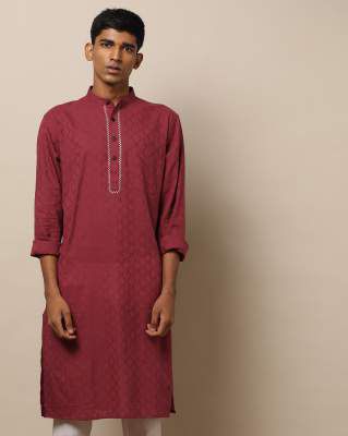 INDIE PICKS Embroidered Cotton Dobby Long Kurta