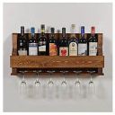Indigo interiors Alvarado Wine Rack Gloss Holder, 8 Bottles, Hangers for 6 Wine Glasses (Teak)...
