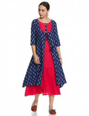Indigo Womens Rayon A-Line Midi Dress