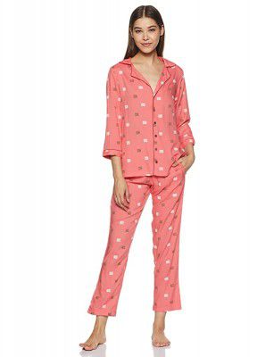 Indigo Womens Rayon Regular Fit Night Suit (Pink - XL)